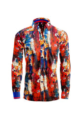 Crimson Brushstroke Casual Shirt CASUAL SHIRT On Sale 30% Off Vercini